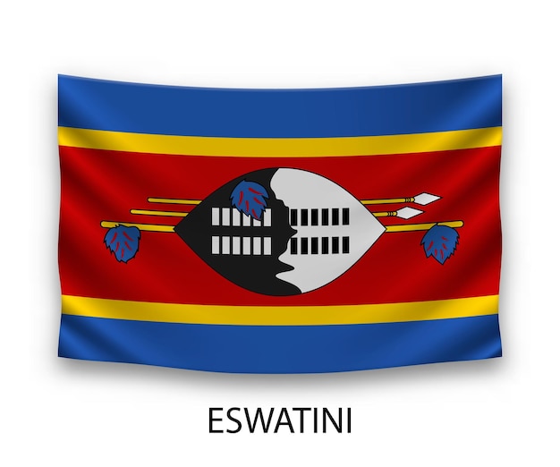 Vector colgando la bandera de seda de eswatini ilustración vectorial