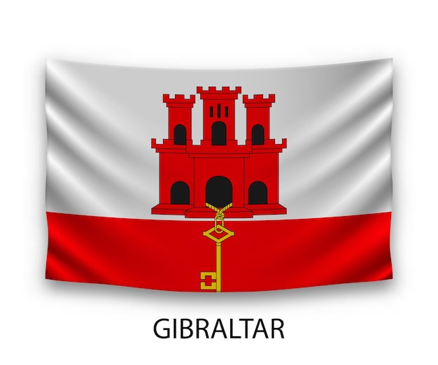 Colgando la bandera de seda de Gibraltar ilustración vectorial