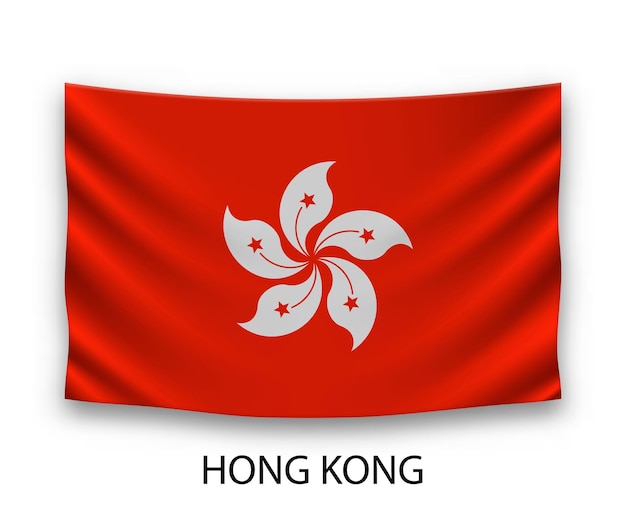 Colgando la bandera de seda de Hong Kong ilustración vectorial