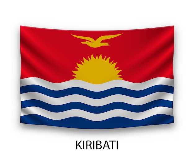 Colgando la bandera de seda de Kiribati ilustración vectorial