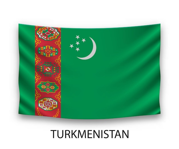 Colgando la bandera de seda de Turkmenistán ilustración vectorial