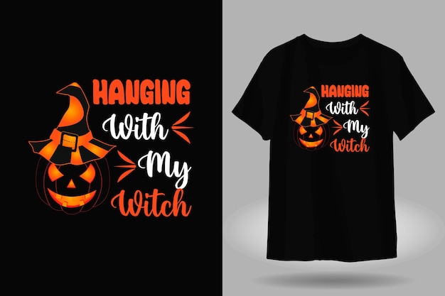 colgando con mis brujas diseño de camiseta de halloween