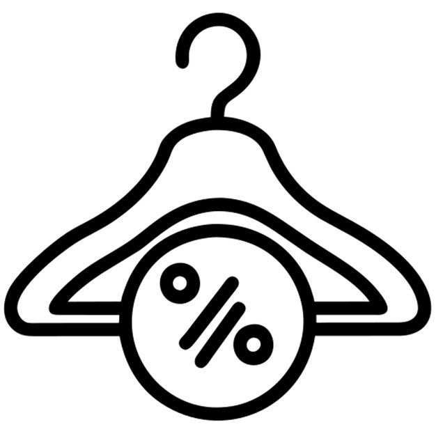 colgante de ropa con contorno de icono de etiqueta de porcentaje