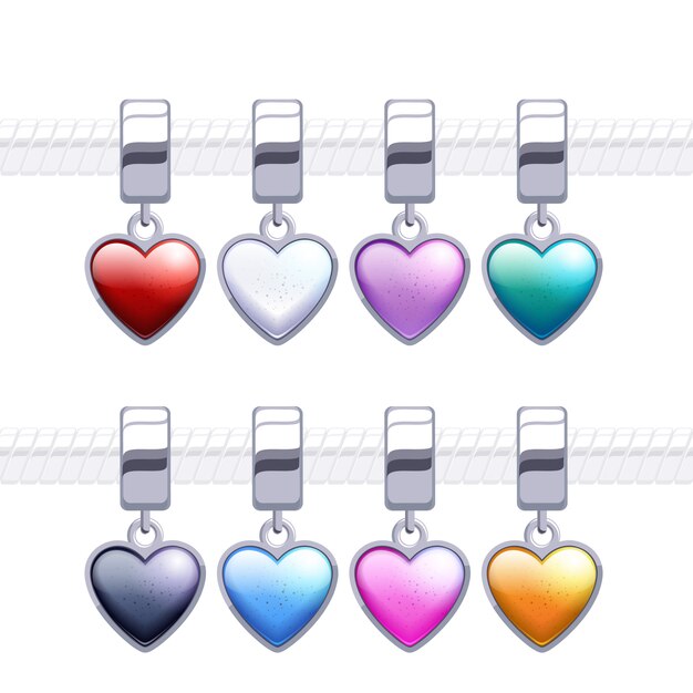 Colgantes de corazón con dijes de metal surtidos para collar o pulsera.