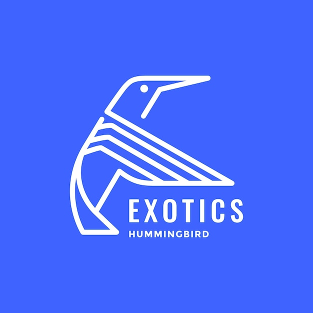 Colibrí de aves exóticas volando vector de diseño de logotipo minimalista geométrico poligonal moderno