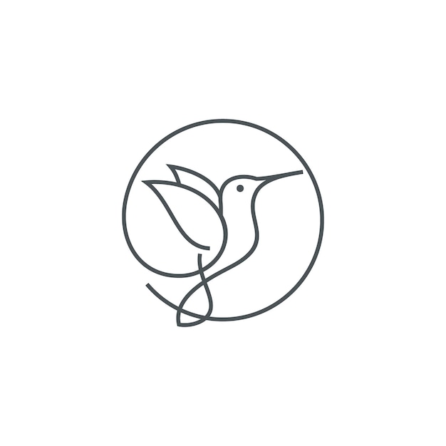 colibrí colibri lineart logo vector plantilla