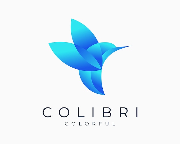 Colibri Colorful Fly Hummingbird Vibrante Kingfisher Bird Gradiente de color Diseño de logotipo vectorial moderno