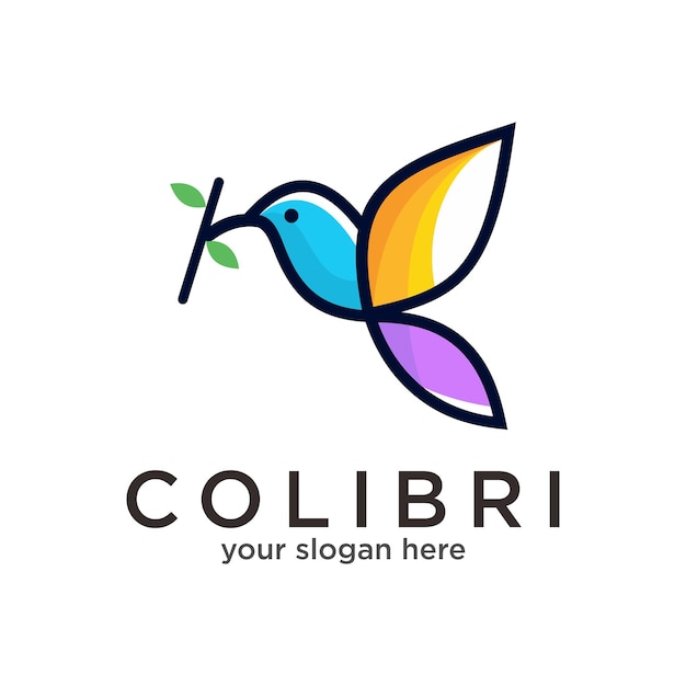 Vector colibrí, colorido, logotipo