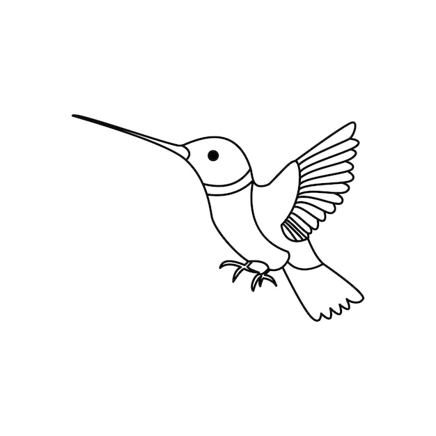 colibrí único continuo una línea fuera de línea vector arte dibujo y diseño de tatuaje