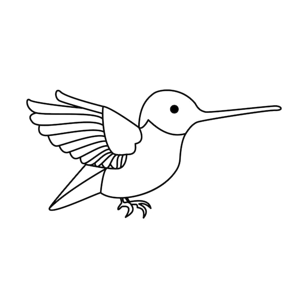 colibrí único continuo una línea fuera de línea vector arte dibujo y diseño de tatuaje