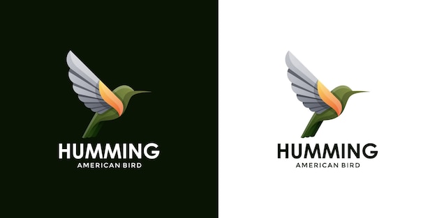 Vector colibrí volador con diseño de logotipo de estilo moderno