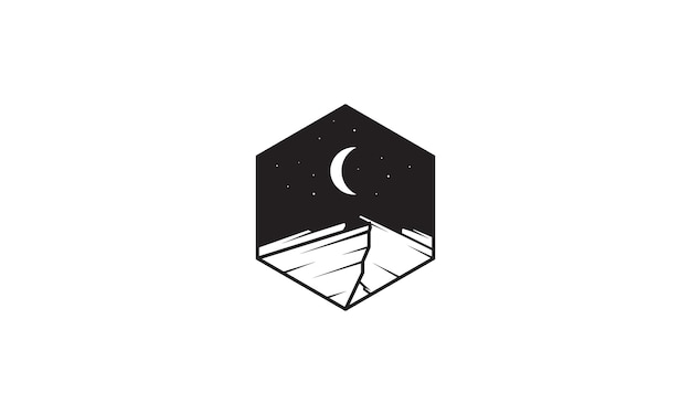 Colina con luna creciente logo vector símbolo icono diseño gráfico ilustración