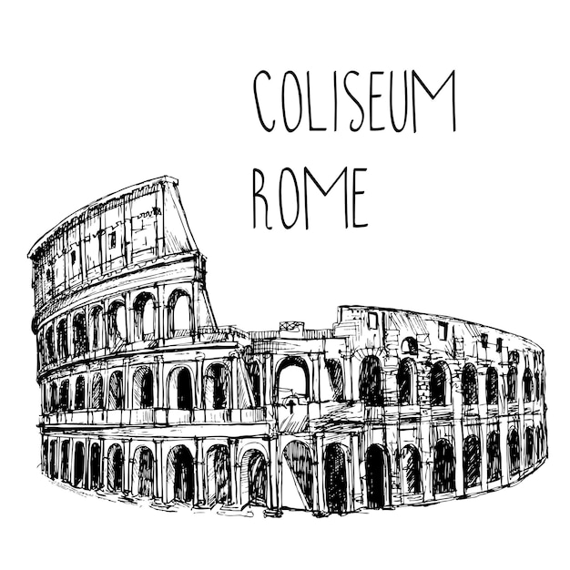 Coliseo ilustración vectorial dibujada a mano aislada