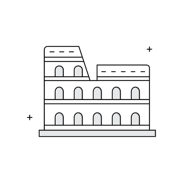 Coliseo Roma antigua Arena histórica Monumento romano Monumento italiano Diseño de íconos vectorial