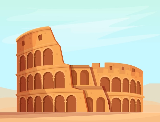 Coliseo romano de dibujos animados. | Vector Premium