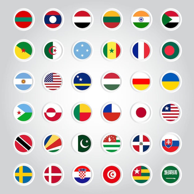 Colisión de iconos de banderas mundiales vectoriales