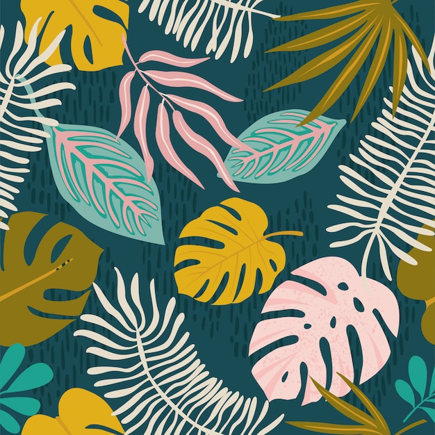 Vector collage contemporáneo patrón floral hawaiano