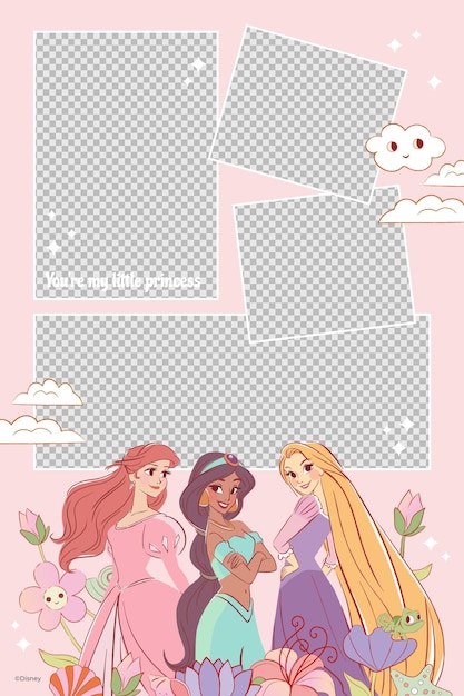El collage de fotos de las princesas de Disney