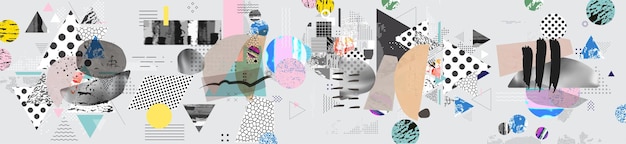 Vector collage de ilustraciones vectoriales artísticas de diferentes texturas y formas