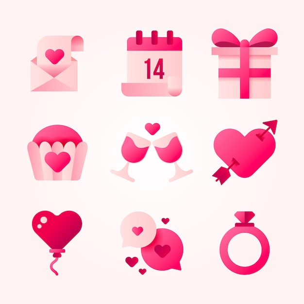 un collage de imágenes con un fondo rosa con una caja en forma de corazón y una tarjeta con una fecha en él