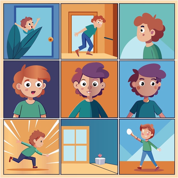 un collage de imágenes de un niño con una caja de pañuelos