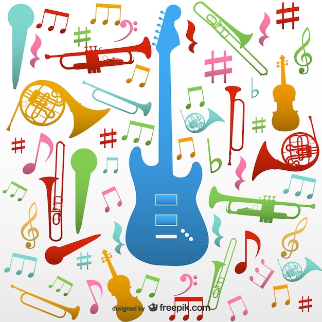 Vector collage de instrumentos musicales