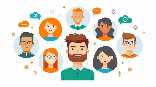 un collage de personas con diferentes caras y el texto en el fondo blanco