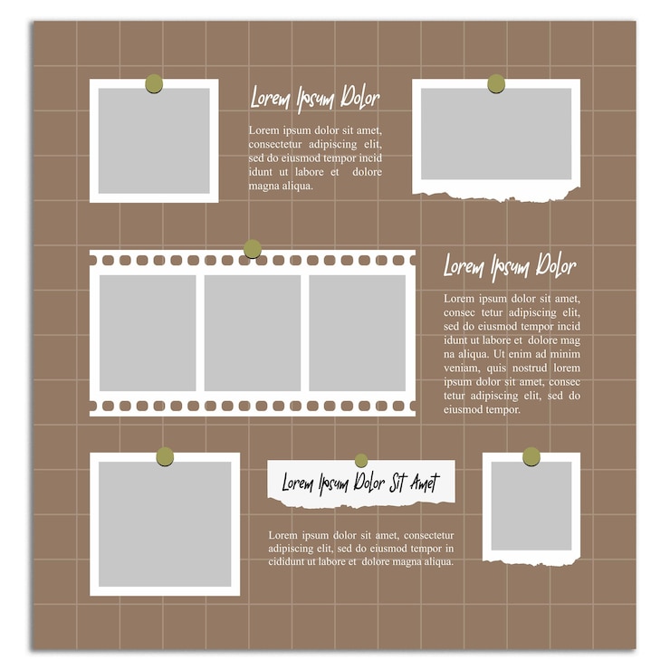 Vector collaje artístico de moodboard para imágenes de moda o marco de fotos y plantilla de pared de fotos digital