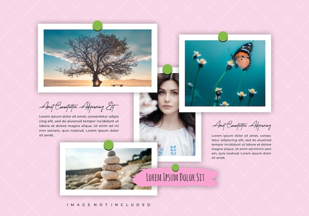 Collaje de cuadros de imágenes o fotos y plantilla de pared de fotos digital