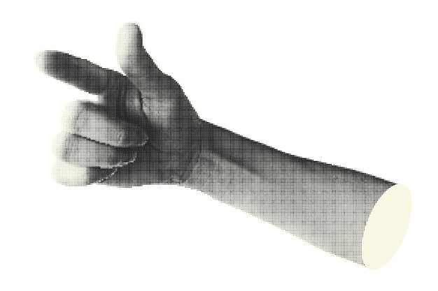 Collaje de elementos de medio tono con manos que apuntan y botones de garabateo Dedos gesto toque clic toque Cortar formas Moderno vintage diseño de moda objeto aislado en blanco Ilustración vectorial
