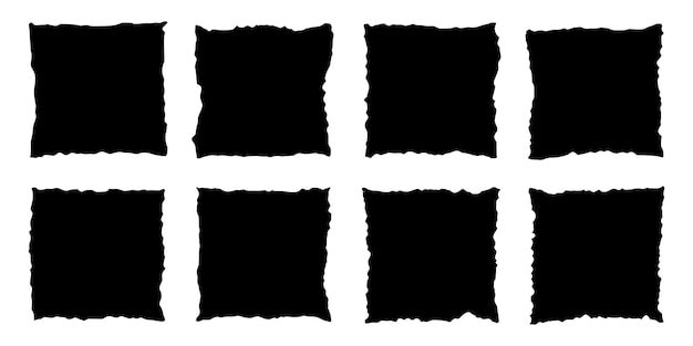 Collaje de forma de rectángulo de borde áspero Frame de rectangle de borde dentado de papel roto Grunge vintage antiguo
