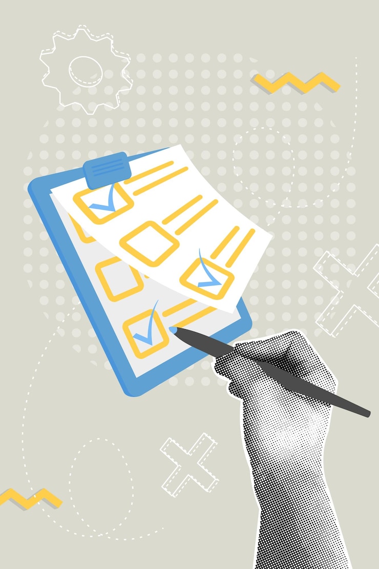 Vector collaje de media tonalidad de moda concepto de planificación lista de todo y pluma de proyecto de planificación de negocios