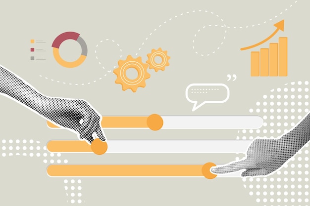 Collaje de media tonalidad de modaConcepto de negocioSEO y personalización de servicios en líneaCampañas de marketing