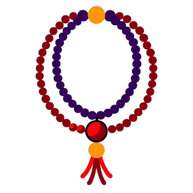 un collar de colores con una cinta roja y púrpura a su alrededor