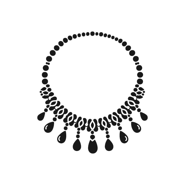 Collar de cuentas antiguas silueta gráfico vectorial elemento de diseño de joyas primitivas hechas a mano