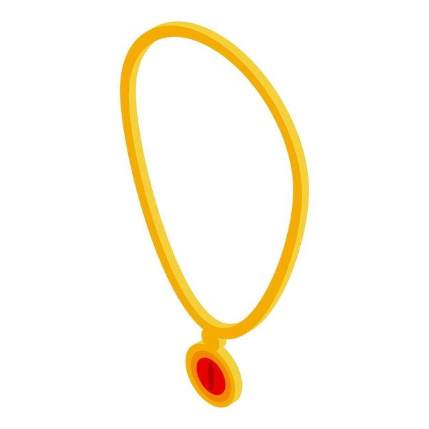 El collar de oro que sostiene un rubí rojo brilla sobre un fondo blanco