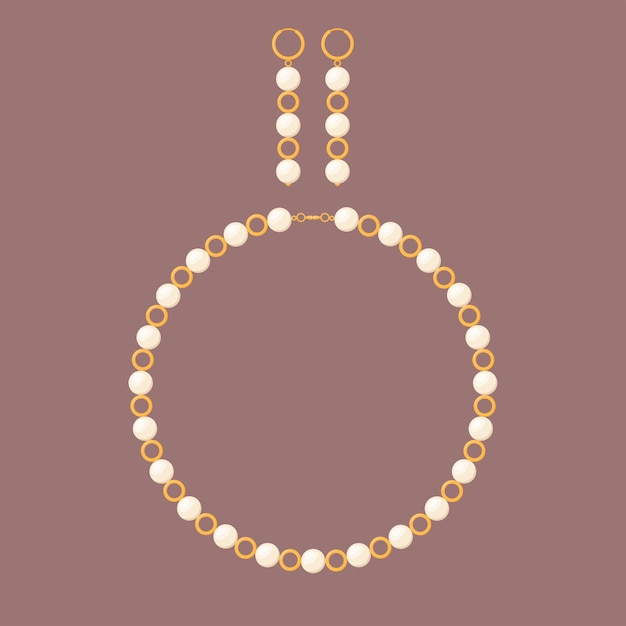 Collar de perlas y aretes ilustración vectorial