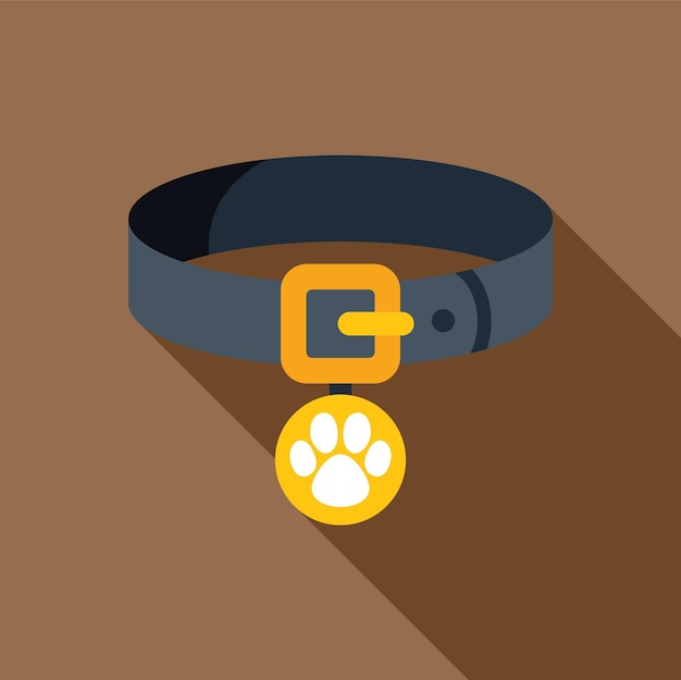 El collar de perro con la insignia de la pata dorada está sobre un fondo marrón