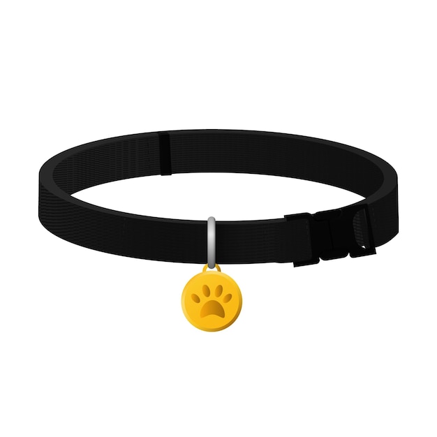 Collar de perro negro elegante arnés doméstico para mascotas con pata de medalla de oro