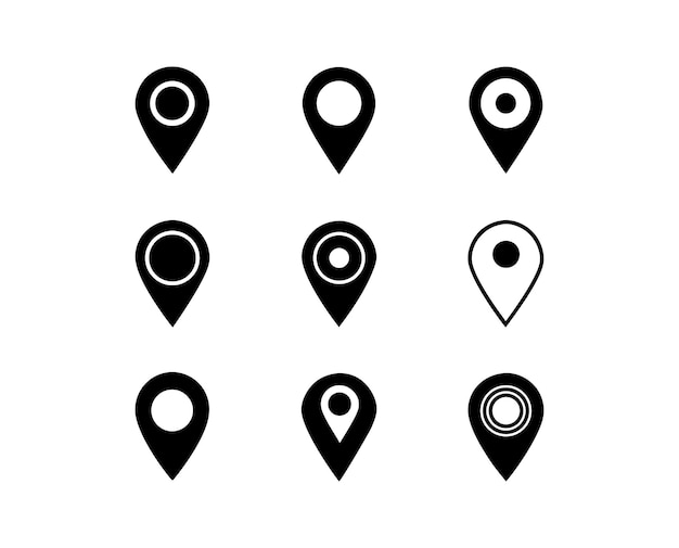 Collection of Black Location Markers and Map Pins