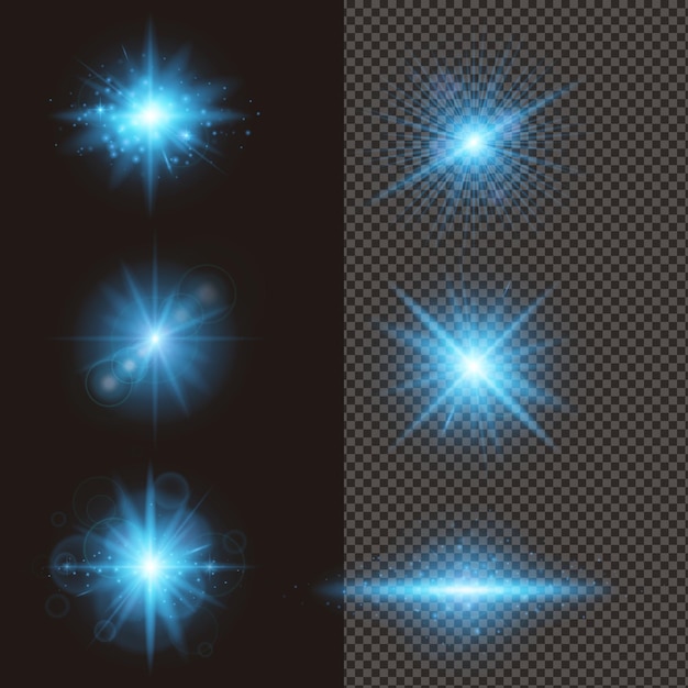 Collection of Blue Light Effects and Flares
