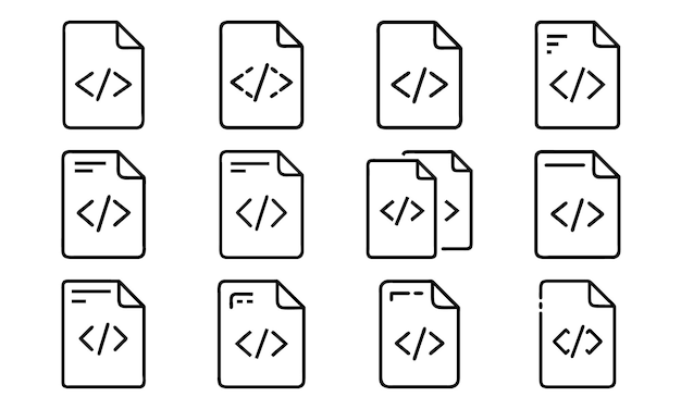 Collection of code file icons representing programming and web development concepts
