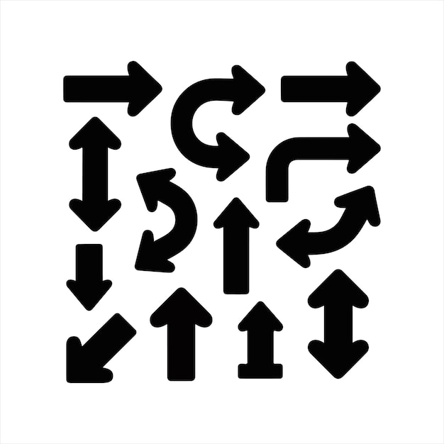 Collection of Diverse Black Arrows and Directional Symbols