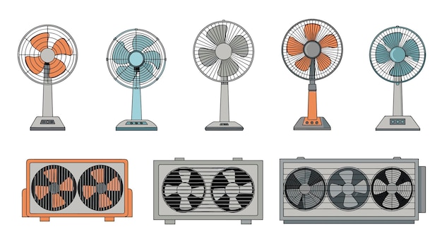 Collection of Electric Fans in Various Styles