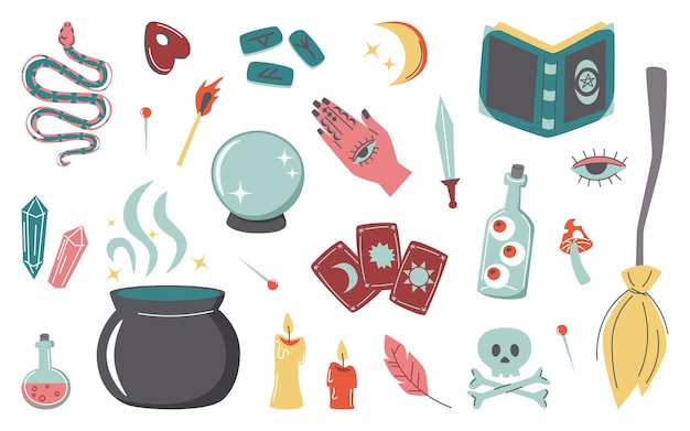 Collection of esoteric and witchcraft elements