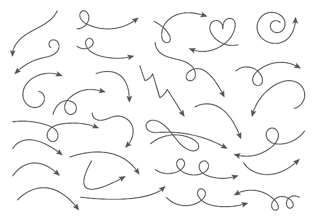 Collection of HandDrawn Curved Arrow Symbols new collection directional arrows