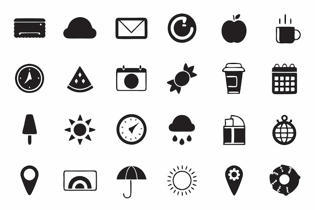 Collection of Icons and Symbols in Minimalist Style