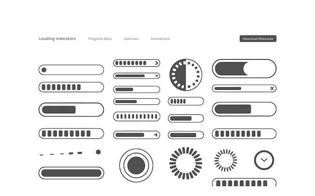 Collection of Loading Indicators and Progress Bar Designs