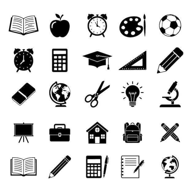 Collection of school and educational icons