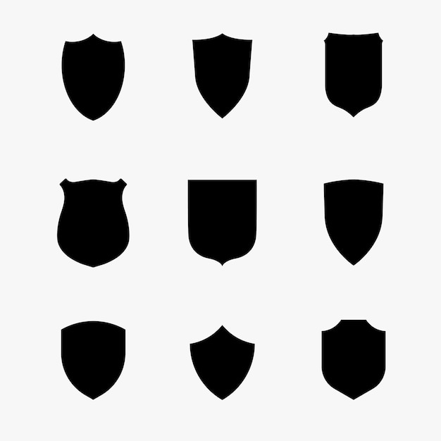 Collection of Shield Silhouettes for Badges and Emblems black white